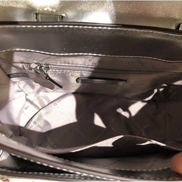 Michael Kors Manhattan Satchel Medium Leather Silver - Picture 5 of 8